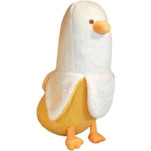 PEACH CAT Banana Duck Plush Toy Cute Plushie Hugging Plush Pillow Duck Stuffed Animal for Girls and Boys White 19.7"