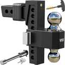 VNN Adjustable Drop Hitch, Dual-Ball(2'' & 2-5/16'') Hitch, Fits 2-Inch Receiver, 8 Inch Drop Trailer Hitch, 15,000 LBS GTW-Truck Trailer Hitch, Heavy Duty Solid Ball Mount, Black, VN0013