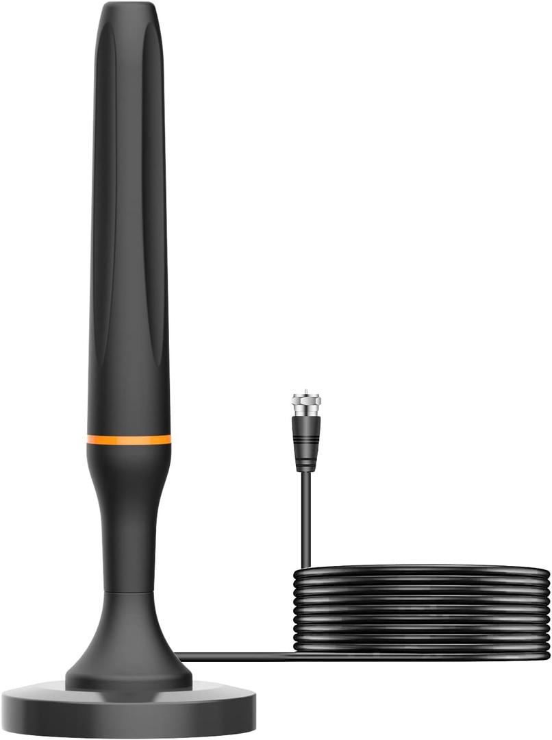 Digital TV Antenna for Smart Tv Indoor, 360 Reception Digital HDTV Antenna for Local Channels, Supports 1080P and 4K, Strong Magnetic BaseBlack-Magnetic Base