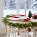 6FT Artificial Cedar Garlands, Realistic Greenery Garland, Green Artificial Greenery Garland for Mantle, Staircase, Banister, Fireplace, Wall, Door, Table, Indoor & Outdoor Holiday Xmas Decortions