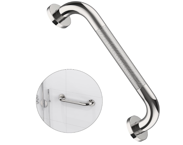 12 Inch Anti Slip Shower Grab Bar Handle, ZUEXT Chrome Finish Stainless Steel Bathroom Grab Bar, Knurled Bathroom Balance Bar,Safety Hand Rail Support,Handicap Elderly Injury Senior Assist Bath Handle