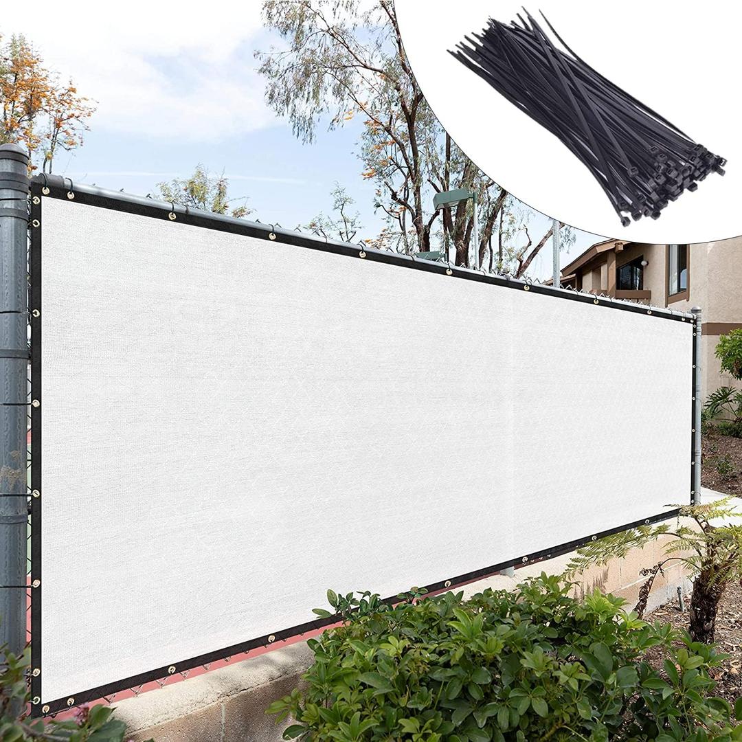 Royal Shade 4' x 10' White Fence Privacy Screen Windscreen Cover Netting Mesh Fabric Cloth - Cable Zip Ties Included (We Make Custom Size)