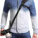 Waka Camera Neck Strap with Quick Release, Safety Tether and Underarm Strap, Adjustable Shoulder Sling Strap for Nikon Canon Sony Fuji DSLR, Black