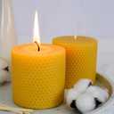 2 Pack Pure 3x3 inch Rolled Beewaxs Candle - 9 Hours Long Burning Honaycomb Candles, Dripless and Smokeless for Home Decor Party Wedding Dinner