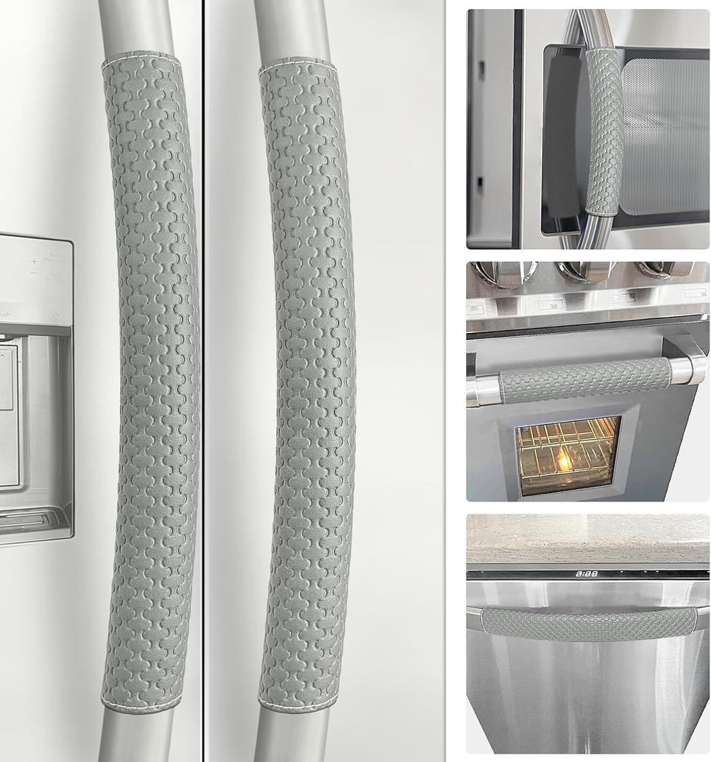 Refrigerator Door Handle Covers, Set of 5, Performance Appliance Handle Covers, Non-Slip Fridge Door Handle Covers, Keep Your Kitchen Clean, Microwave Oven Dishwasher door Handle Protectors(Gray)