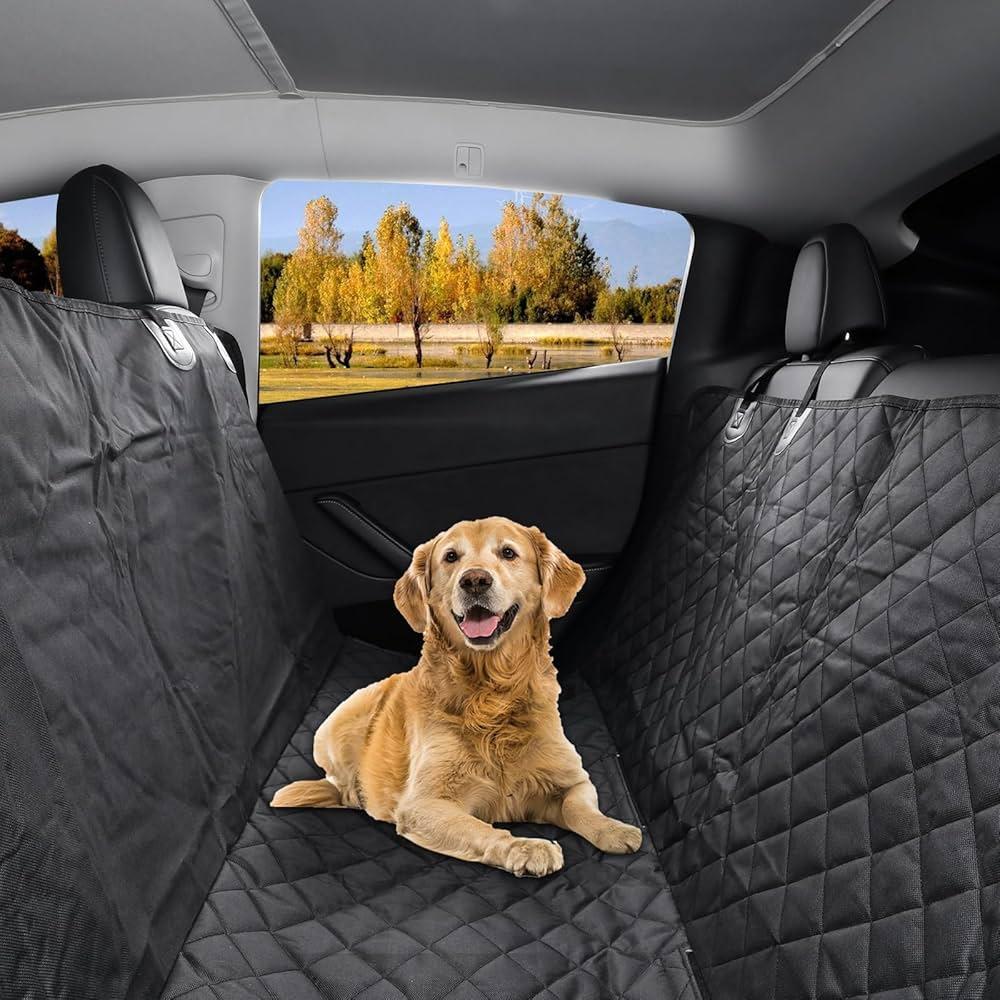  Dog Car Seat Cover 100% Waterproof Non-Slip Pet Dog Back Seat Covers Hammock Boot Liner for Dogs with Adjustable Straps for Model Y Accessories 2020-2025