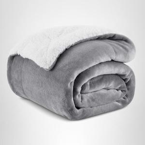 Bedsure GentleSoft Sherpa Fleece Throw Blanket for Couch, Non-Heated, Thick & Warm Cozy Blanket for Winter, Soft Fuzzy Plush Throw Gifts for Women and Men, Grey, 50x60 Inches
