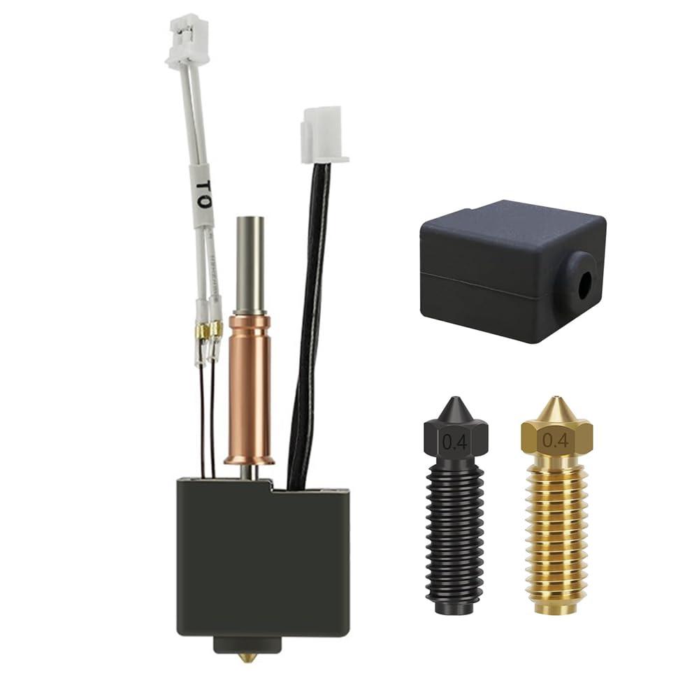 Hotend for Kobra 3 Combo Print Head Extruder Kit Heater Block Heating Cartridge Thermistor with Extra 0.4MM Hardened Steel Nozzle Brass Nozzle Silicone Cover for Anycubic Kobra 3/ACE Pro