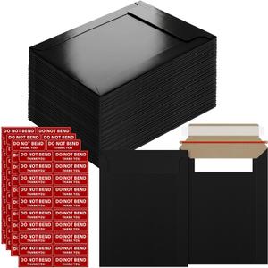 80 Pack 6x8 Inch Rigid Mailers,Self Seal Rigid Envelopes,Black | Protective Flat Cardboard Envelopes,Blank Shipping Envelopes,Photo Mailers,Document Mailers for CD Trading Cards Stamps