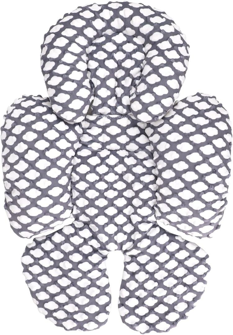 KAKIBLIN Infant Car Seat Insert, Baby Carseat Head & Body Support for Newborn, 2-in-1 Reversible Baby Car Seat Cushion, Soft Stroller Cushion Insert for Car Seats, Bouncer, Strollers, Swing (Cloud)