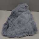 LIFEREVO Faux Rabbit Fur Round Inflatable Pouf Ottoman, 20" X 16" Shaggy Waffle Bubble Floor Poufs Foot Rest Living Room Bedroom, Furry Pouf Chair Foot Stool Couch Home Decor, Anti-Slip, Light Grey