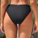 Zmart Women V Cut Bikini Bottoms - Mid Waist High Cut Swim Bathing Suit Bottoms V Front Moderate Swimsuit (Black, M)