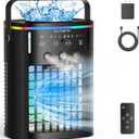 Portable Air Conditioners, Mini Air Conditioner Portable with Remote, 3 Speeds & 3 Mist, 2-8H Timer & 7 Light Evaporative Air Cooler, Personal Cooling Air Conditioner Fan for Bedroom Office Desk