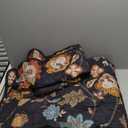 WONGS BEDDING Floral Quilt Set King Size, Black Botanical King Bedspread Bedding Sets, 3 Pieces Quilt Set with 2 Pillowcases,Soft Lightweight Microfiber Coverlet Set for All Season(104"X90")