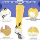 ZEPOHCK 2 Pairs Kids Non Slip Football Knee Length Socks Football/Hockey Grip Socks Suitable For Boys and Girls Aged 6-12 (Yellow)