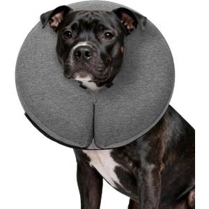 MIDOG Inflatable Dog Cone Collar  Soft Dog Cone Alternative After Surgery, Comfortable Recovery Neck Donut ECollar for Small Medium & Large Dogs and Cats to Stop Licking & Vision-Friendly (Grey,L)