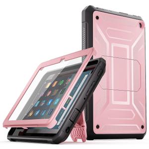 All-New 8 & 8 Plus Tablet 8,DJ&RPQ Incompatible iPad TCL Full Body Rugged Hands-Free Viewing Stand Back Cover with Screen Protector-Pink