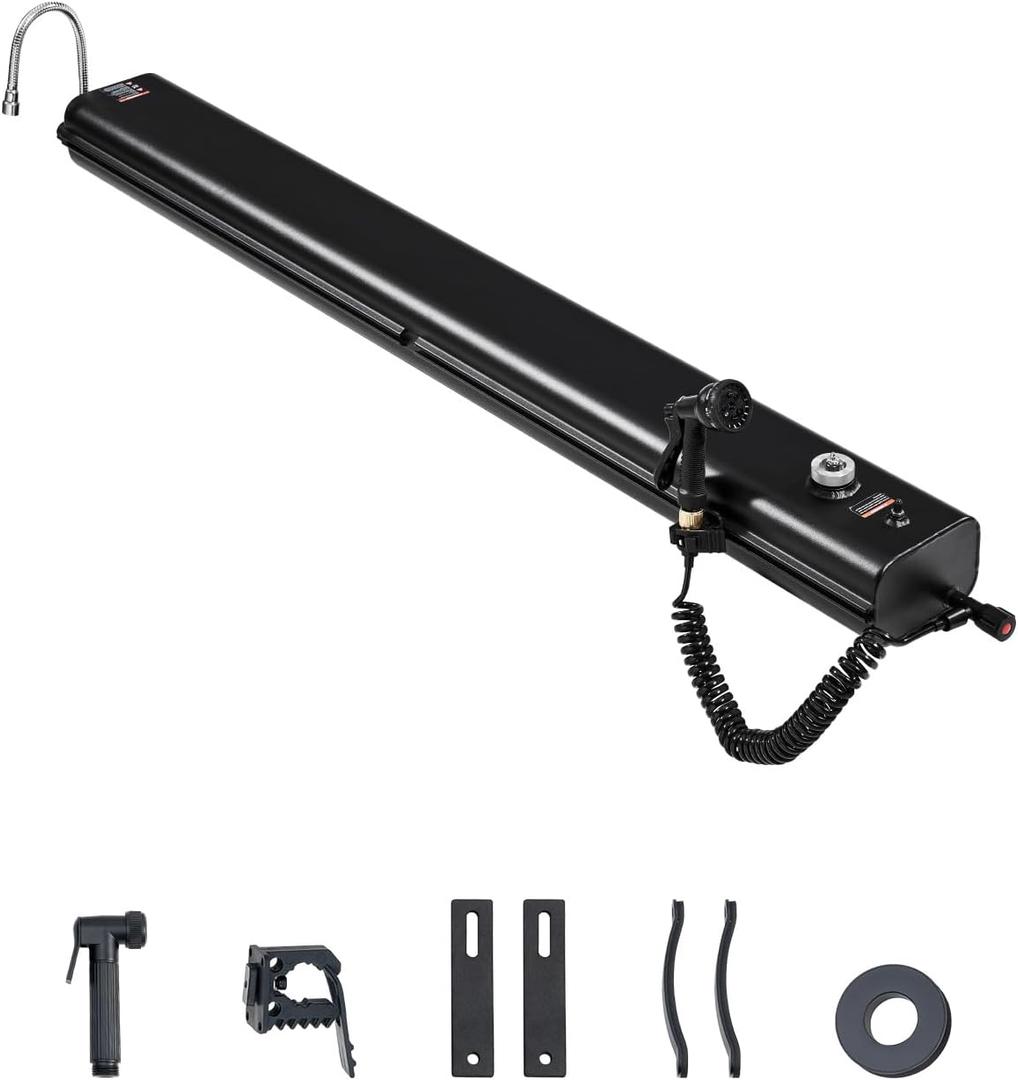 VEVOR Pressurized Water Tank, Lightweight Aluminum Metal,Multi-Dispensing Outdoor Roof Rack Water Tank with 2 Splash-Guard Panels,Versatile Nozzle with Pressurization Port,Fit for Trunks, 8 Gal