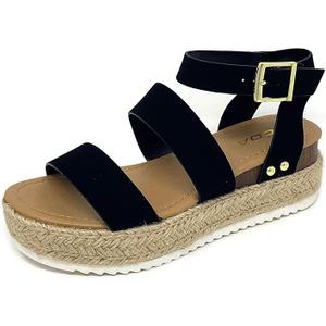 Soda Clip Womens Casual Espadrilles Trim Flatform Studded Wedge 7.5