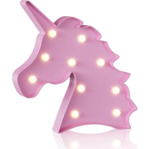 YiaMia Pink Unicorn Room Decor, Princess Party Decorations, Battery Powered Night Light for Girls