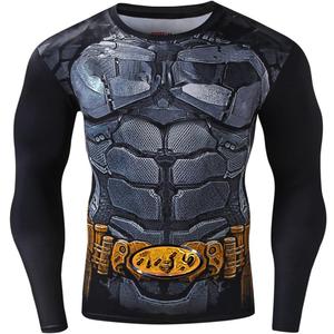 Men's Compression Sports Shirt Cool 3D Bat Long Sleeve Tee (XL, Bat)