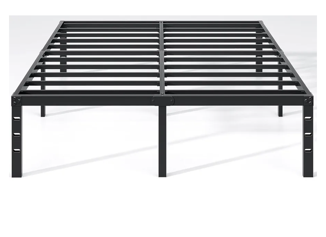 Metal Bed Frame, Queen Size Bed Frame with Storage Space,Heavy Duty Sturdy Mattress Foundation, Easy Assembly, No Box Spring Needed, Black, 14 Inch, Queen