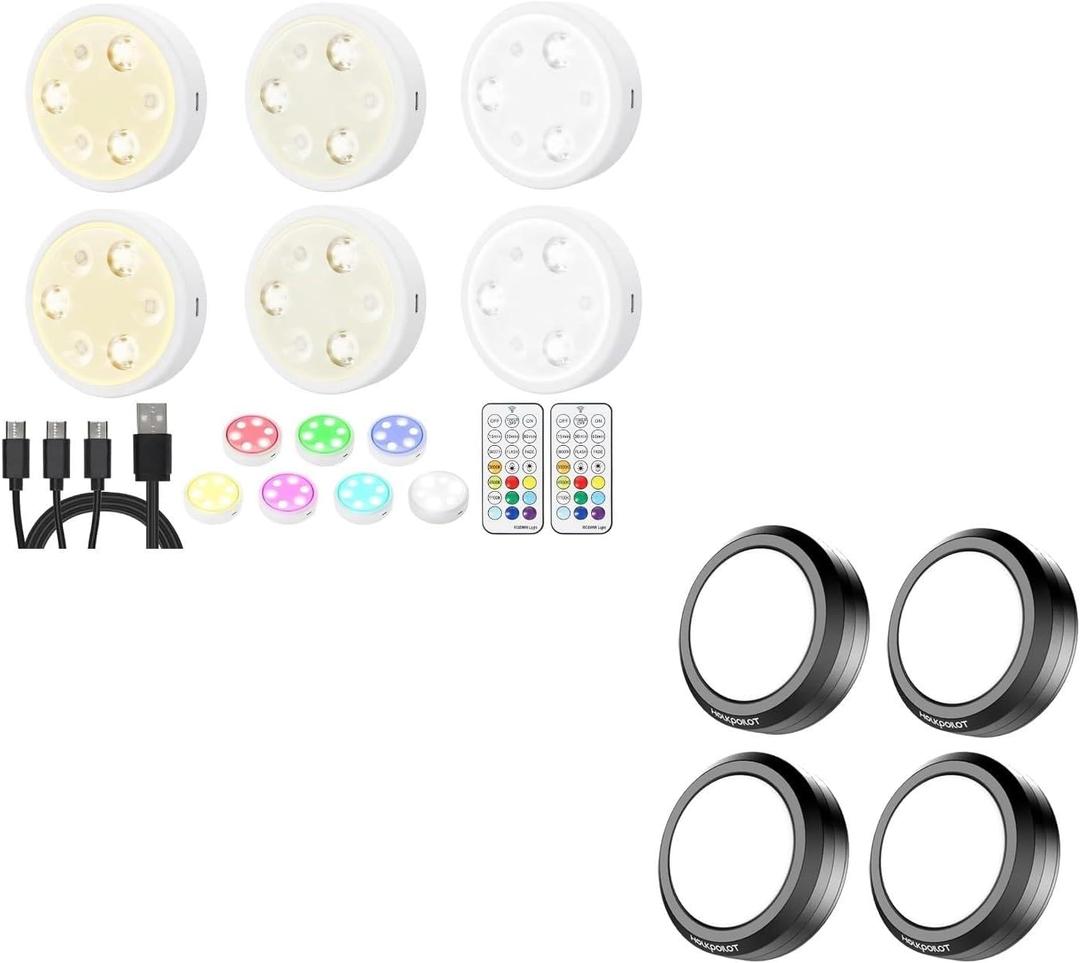 HOLKPOILOT Puck Lights with Remote 10pack