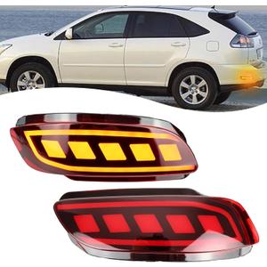 LED Rear Bumper Reflector Lamp Fog Light DRL Sequential Turn Signal Lamp Feature Kit for Lexus RX330 2004-2006 / RX350 2007-2009 / RX400h 2006 2007,Tail Lamp (Red)