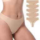 LUCKMEEY Seamless Thongs for Women No Show Thong Panties for Women No Line G-String Thongs Sexy Shapewear Underwear Pack (Small, 5p-caramel)