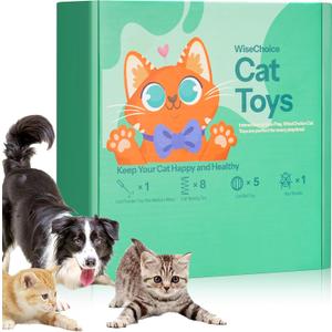 WiseChoice 15-in-1 for Cat Toys, Rechargeable Chase Light, Cat Spring Toy, Ball Toys with Bell and Plush Toy, Perfect for Solo or Interactive Play for Cats Kitten