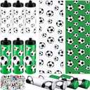 12 Pcs Soccer Water Bottle Soccer Cooling Towel Set with 50 Sticker Sports Party Favors Include 6 Reusable Sports Squeeze Water Bottle 6 Ice Towel Breathable Fast Drying for Team Gifts