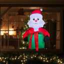 3.3FT Christmas Inflatable Climbing Santa Claus with Green Gift Bag, Light-Up Door Decor, Outdoor/Indoor Holiday Decoration for Christmas Party (Santa Clause with Gifts Broke Out from Window)