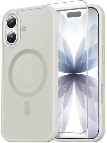 Temdan for iPhone 17 Case with Screen Protector, Compatible with Magsafe, Anti-Yellowing, Military-Grade Protection, Shockproof Slim Magnetic Phone Case Cover, Antique White