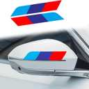 ramuel Sport Color Stripe Decal Sticker Compatible with BMW Exterior or Interior Decoration for Car Side Rearview Mirror Decals Skirt Bumper Stickers Hood Fender Decor Racing 7x1.6'' Blue Red 2pcs