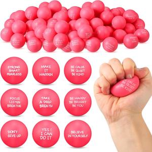 Shappy 72 Pcs Inspirational Stress Relief Balls Motivational Stress Ball Encouraging PU Bulk Balls for Adults Small Therapy Fidget Relief Toys for Valentines Gifts (Pink)