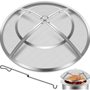 Fire Pit Spark Screen,27 Inch Fire Pit Screen Cover Stainless Steel Outdoor with Handle & Poker, Firepit Screens Cover Round Mesh Lid Heavy-Duty Steel Replacement for Backyard/Beach/RV Camping