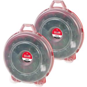 IRIS USA 24" Wreath Storage Container With Latches and Handle, 2 Pack, For Holiday Garland/Wreath, Holiday Decorations, and Heavy Duty, Portable, High Protection, and Space Saving Storage, Clear/Red