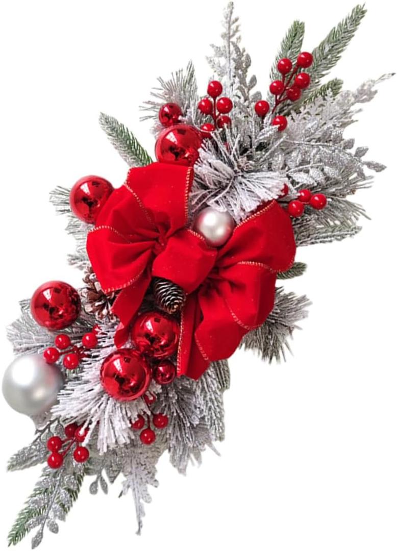 Christmas Teardrop Swag Bow Pendant Decorative Holiday Staircase Railing Ornament for Home Wall and Door Decor for Festive Gatherings and Seasonal