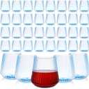 Suclain 100 Pcs 14oz Ribbed Plastic Wine Glasses Disposable, Blue, 3.54 inches