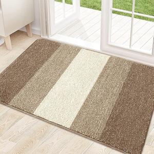 Kitinjoy Indoor Outdoor Door Mat, 32x20 Non-Slip Absorbent Dirt Trapper, Low-Profile Washable Inside Entrance Front Floor Mat, Sturdy Soft Entry Doormats for Entryway, Khaki