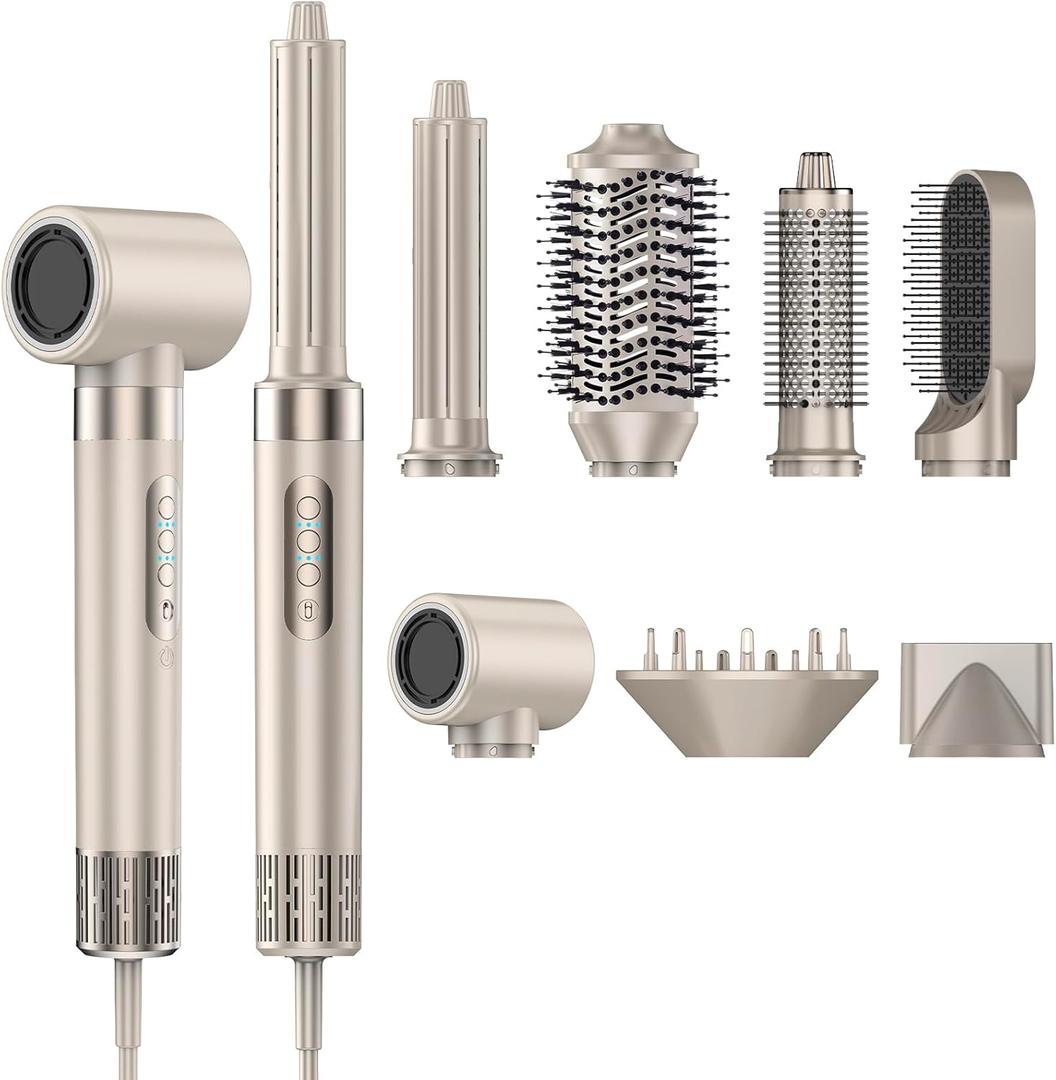 8 in 1 Hair Styler & Hair Dryer, Auto Wrap Curler, High-Speed 110000 RPM Frizz-Free Blow Dryer, Curl Diffuser, Hot Air Styler for Fast Drying, Curling, Straightening, Volumizing