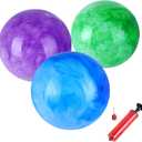 3 Pcs 9 Inch Inflatable Balls for Kids & 1 Hand Pump, Bouncy Balls Beach Ball Kickball Toys Balls for Pets School Playground Ball Indoor/Outdoor Playballs Color Marbleized Inflatable Bouncing Balls