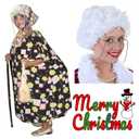Cupohus Old Lady Costume Set Grandma Wig Granny Wig Cap Madea Granny Glasses Eyeglass Chains Cords Faux Pearl Bead Necklace Women Cosplay Set 5 Pieces (grey bun)