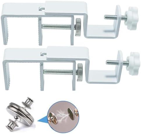 LAZTZQ Outside Mounted Blinds Curtain Rod Bracket Attachment, 1.3 - 2 inches Wide Track, Tool - Free & Drill - Free, with Installation Guide and Curtain Magnet Buckle White-2PCS(US patent application)