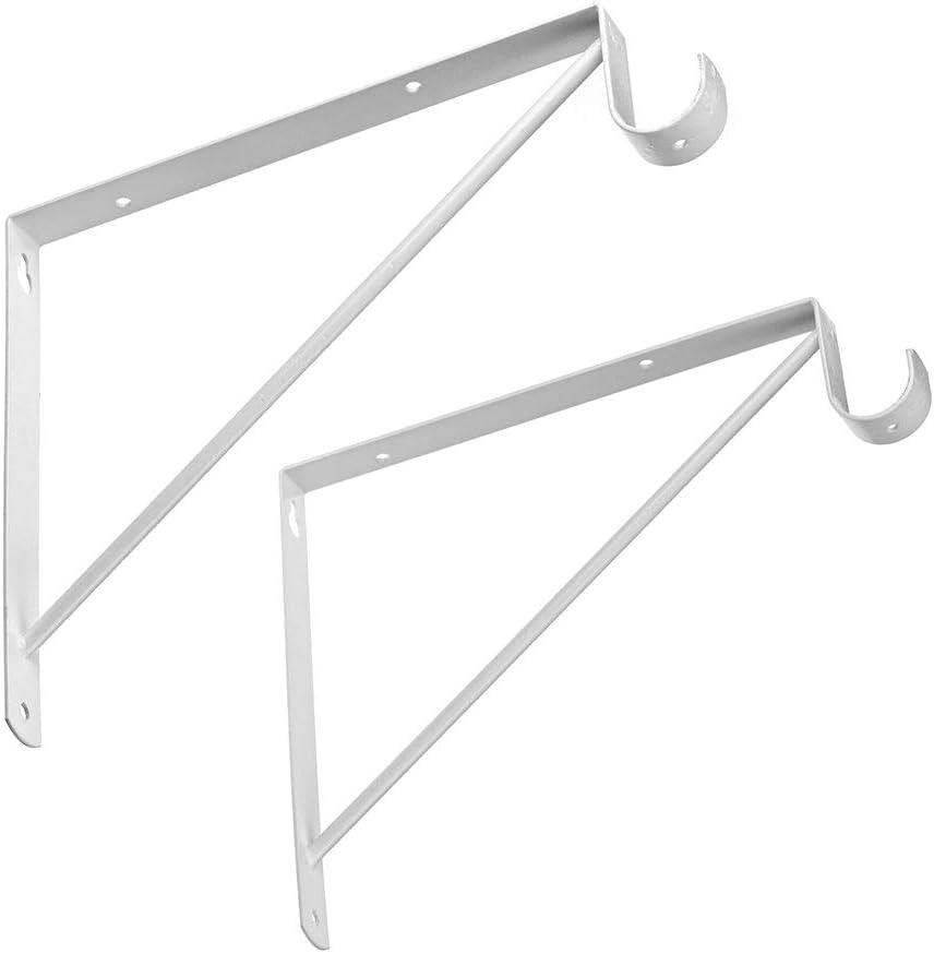 2 Pcs Shelf and Rod Brackets, Wall Mounted Shelf Supports White,SRB300