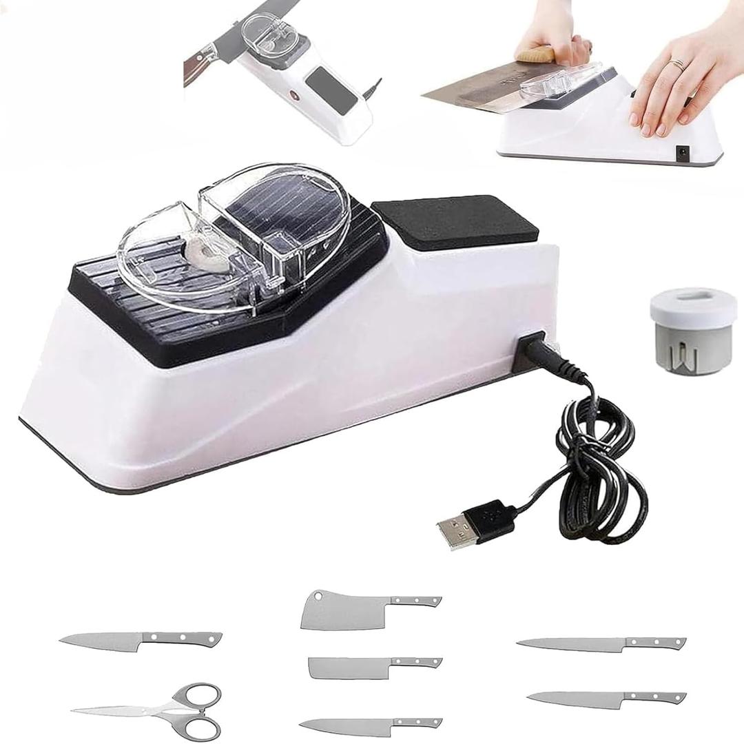 BesynerSharp Pro,USB Electric Knife Sharpener,Double Sided Knife Sharpener With Replacement Grinding Tools,Quick Sharpening and Polishing,Stable Non-slip Base
