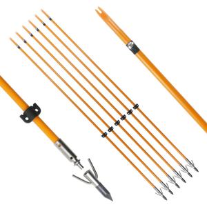 34inch Bowfishing Arrows Solid Fiberglass Shaft with Broadhead for Compound Bow and Recurve Bow Fishing Arrow Archery and Hunting (Pack of 6) (Orange)