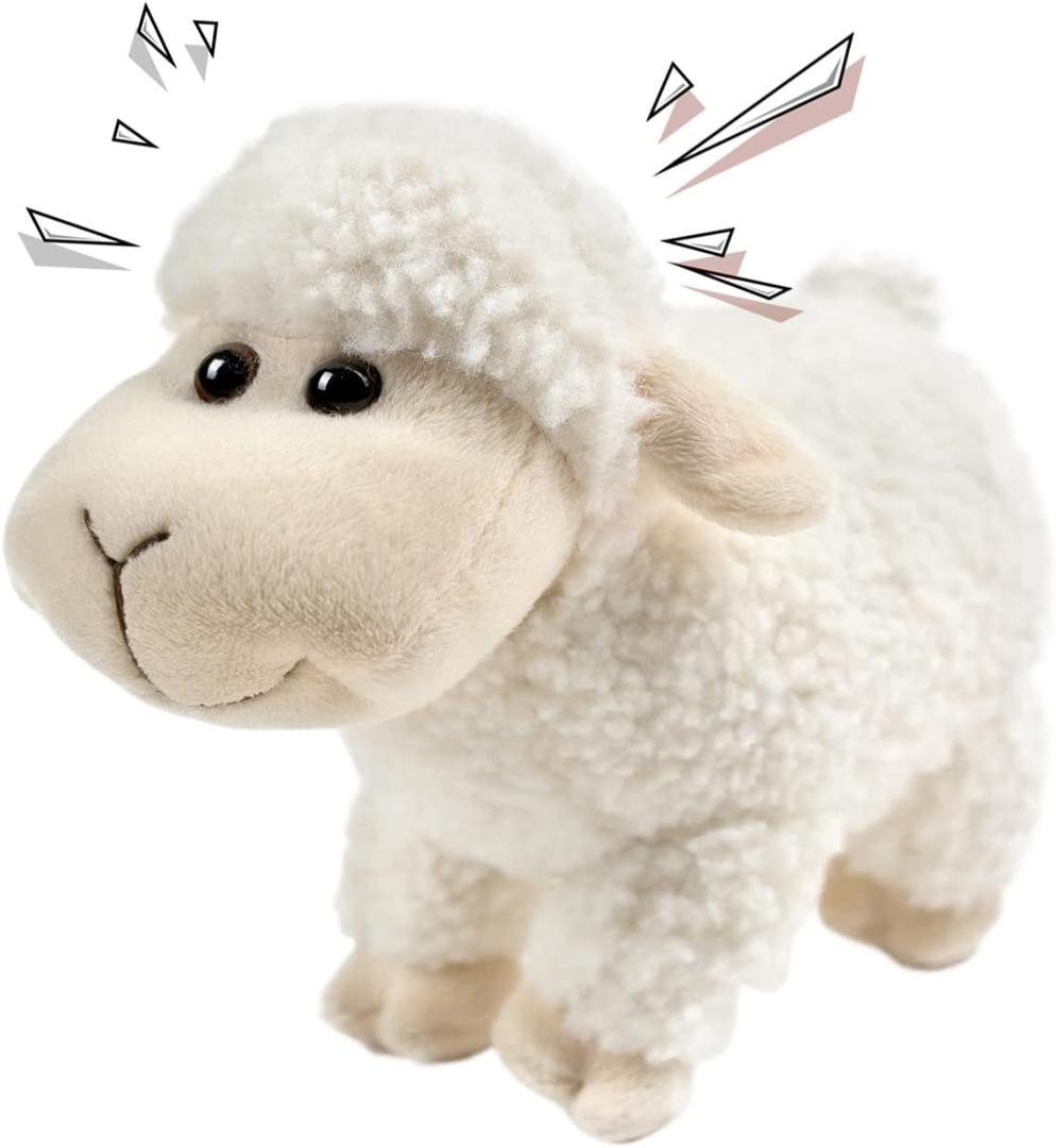 Tiny Heart Screaming Sheep Toy Stuffed Animal with Sound Interactive Baby Lamb Plush Cute Soft Makes Funny Sounds Liven Up Atmosphere Party Gift for Friends Coworkers (White Standing)