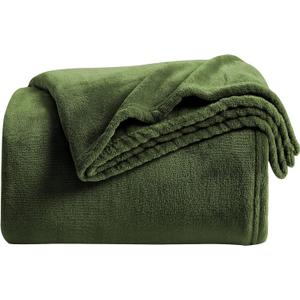 KMUSET Super Soft Throw Blanket Premium Silky Flannel Fleece Twin Size Green Microfiber Lightweight Blanket All Season Use,60X80 inches