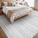 5x7 Area Rugs for Living Room, Bedroom, Playroom, Dining Room, Office - Machine Washable, Neutral Grey, Soft Boho Carpet